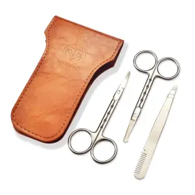 SS001 HANTEKAS Steel Curved Rounded Facial Hair Scissors Set