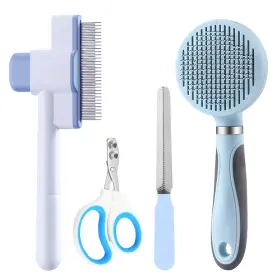 Z015A-BL-FBA HCHYEY Cat Tools Brush Flea Comb Nail Kit