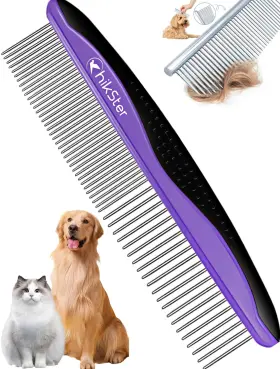 CC-101 HIKSTER Dog Comb Pet Steel Rounded Rubber