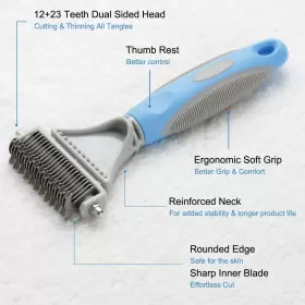 751498004871 HONGUANG Pet Dematting Comb Undercoat Rake Cats #2