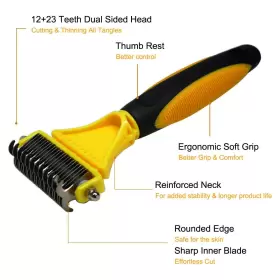 792332364966 HONGUANG Pet Dematting Comb Undercoat Rake Cats #2