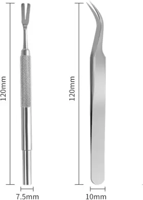 445014568550 HSZJSTO Tick Remover Steel Tweezers Tools Set #3