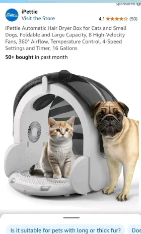 AS80 IPETTIE AUTOMATIC HAIR DRYER Cats Dogs