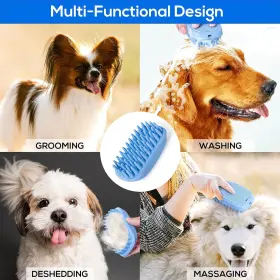 612755591827 JENSEITS Dog Bath Brush Rubber Shampoo Pack #3