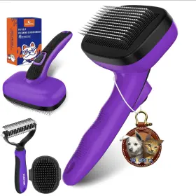 744110273267 JOY-PET Dog Brush Cleaning Slicker Bath Rake Kit