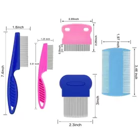 726084518148 JUWANTU Pack Flea Lice Comb Steel Dog Cat #2