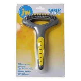 618940650249 JW Pet Gripsoft Double Row Undercoat Rake Dog