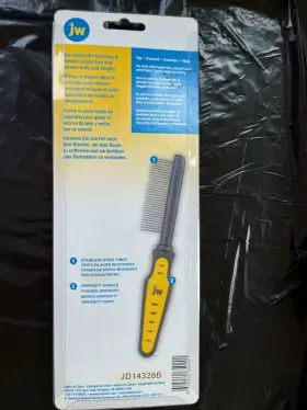 JD14328B JW PET Grip Handle Dog Comb Steel Tines #2