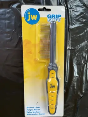 JD14328B JW PET Grip Handle Dog Comb Steel Tines