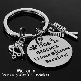 711544186076 KIVOSLIVIZ Dog Groomer Keychain Women Men Key #2