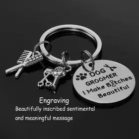 711544186076 KIVOSLIVIZ Dog Groomer Keychain Women Men Key #3