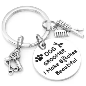 711544186076 KIVOSLIVIZ Dog Groomer Keychain Women Men Key