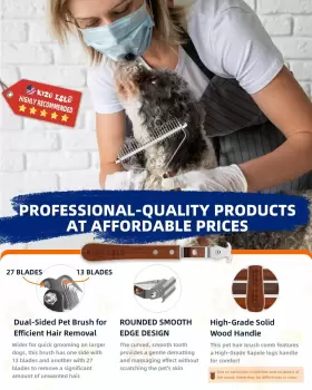 760701446070 KIZO ESLO Dog Brush Shedding Double Coat Rake #3