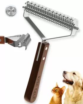 760701446070 KIZO ESLO Dog Brush Shedding Double Coat Rake
