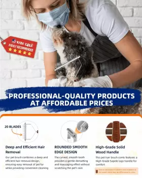 760701446117 KIZO ESLO Dog Brush Shedding Blade Dematting Pet #3