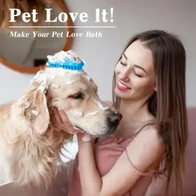 445012459423 KQUQK Dog Bath Brush Scrubber Shampoo Washing #2