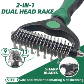 744110074826 KUEIOX Pet Deshedding Brush Set Undercoat Rake #2
