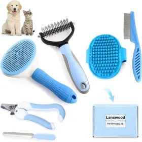 6PCS LANSWOOD Dog Brush Shedding Brushes Kit
