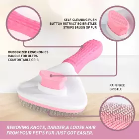 788440999312 LESICARE Cat Brush Pet Shedding Removes Loose #3