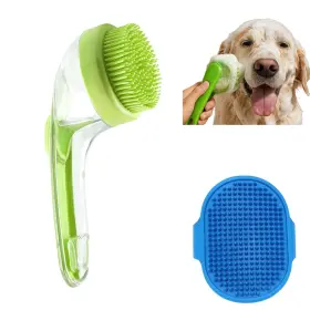 313111418474 LINGERWU Pet Silicone Bath Brush Dog Scrubber
