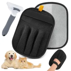 PHG-BLK-BRSH-2025 LUXULTRA Pet Hair Removal Glove Finger Cat