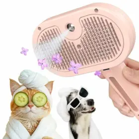 P11889 MANJITEC Cat Steam Brush Steamy Dog Release Pink