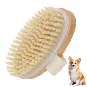 Matwsec 5283edbj6466 Soft Dog Brush For Short Haired Dogs Hair With Band Brown