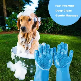 445028785738 METOPETS Pet Washing Gloves Gentle Silicone Dog #2