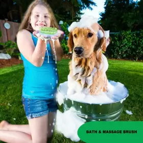 445033848893 METOPETS Rubber Dog Bath Massage Brush Cat Wash #2