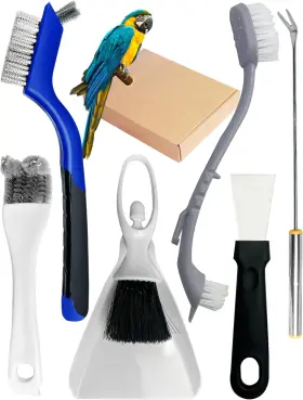 010-B MIEUXLLEY Cage Cleaner Set Steel Pet Brush Bird Poop