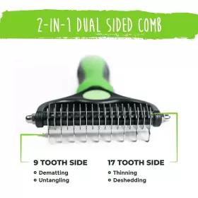 445008420475 MIGHTY PAW Dog Brush Dual Comb Round Tip Maximum #2
