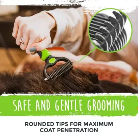 Groom-rake-gr MIGHTY PAW Dog Brush Dual Comb Round Tip #3