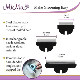 840145818012 MIMU Deshedding Dog Brush Set Interchangeable #2