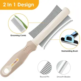 930286621405 MIU PET Dog Cat Deshedding Brush Comb Double #2