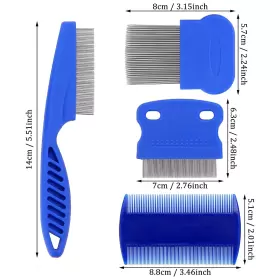 1-SALZZ-D MOLAIN Cat Dog Flea Comb Pet Tear Stain Remover Set #3