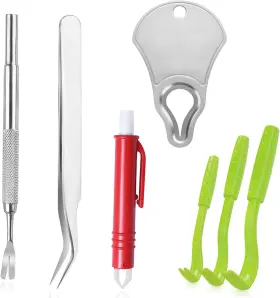 Mrcopetal 313105971954 Tick Remover Tool Kit Stainless Steel Tweezers Key 4 Pack