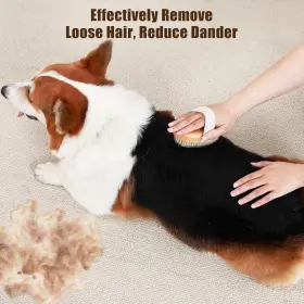 744110732566 MYSELECT Boar Bristle Pet Palm Brush Haired Dogs #2