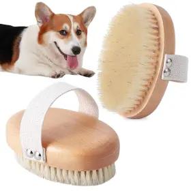 744110732566 MYSELECT Boar Bristle Pet Palm Brush Haired Dogs
