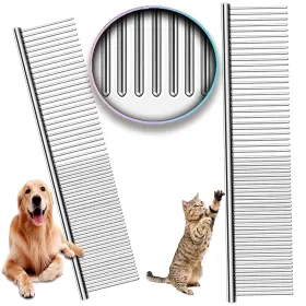 712491571753 NJISZHI Comb Dog Pack Cat Rounded Ends Stainle