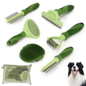 719138226801 NOBLEZA Dog Cleaning Slicker Brush Massage Kit