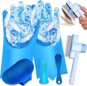 GLOVES-6PCS NOOEPC Pack Dog Washing Pet Silicone Bath Brush