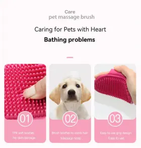 313043952909 ONESTOP-STORES Rubber Dog Cat Brush Pet Bath #3