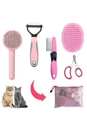 445035210209 ONEZYE Haired Cats Cleaning Brushes Shedding Kit