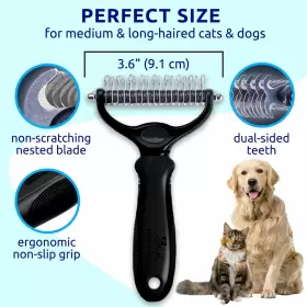 860007497568 PAT YOUR PET Deshedding Dog Brush Double Rake #2
