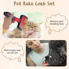 PATELAI-1294362 PATELAI Pet Dematting Slicker Brush Steel Kit #3