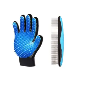 Pawzen 741365126959 Deshedding Glove And Detangling Comb Set For Dogs Cats 24 16 1.5cm Blue