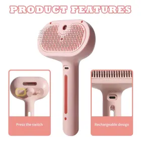 445042729732 PET Spray Cat Brush Shedding Hair Removal Comb #3