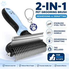 2-SIDED PET NEAT Dog Brush Shedding Deshedding Tool Undercoat