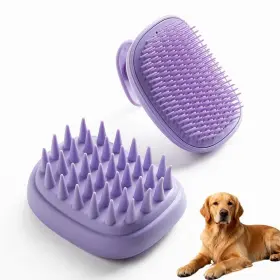 PURPLE001 PON YWO NREE Dog Bath Brush Shedding Massage Gentle