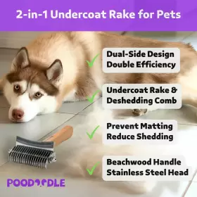 768461463719 POODOODLE Undercoat Rake Dogs Cats Deshedding #2